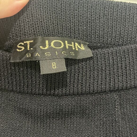 ST. JOHN BASICS Santana Knit Pencil Skirt Women’s 8 Black Classic Minimalist - Picture 2 of 5